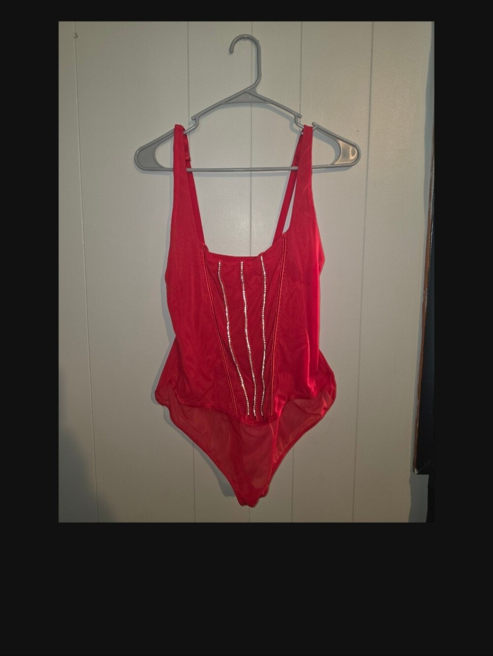 Girls' Red Bodysuit with Decorative Front